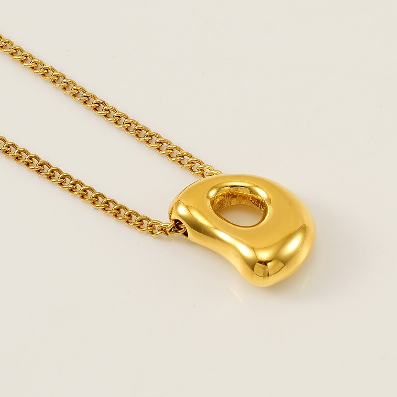 Gold color / 1 Piece Simple Series Daily Letter D Titanium Steel 18K Gold Plated Unisex Pendant Necklaces Picture4